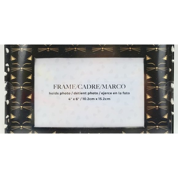 NEW MEOW Photo Frame Lady Jayne Ltd. Black Gold Cat Faces Whiskers 4 x 6 - Picture 2 of 4